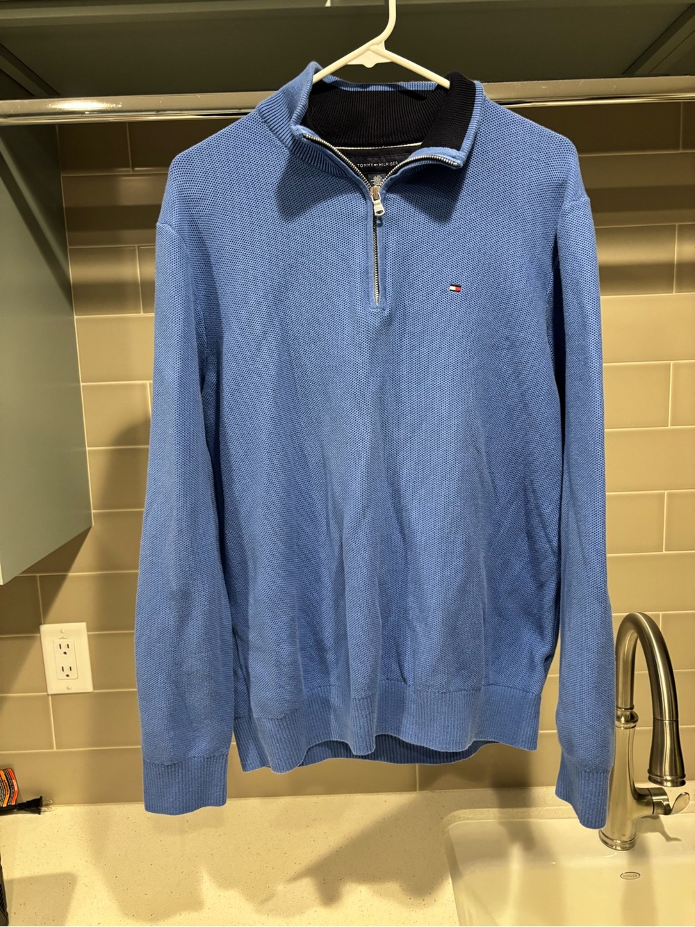 Tommy Hilfiger Quarterzip Light Blue Sweater Size L